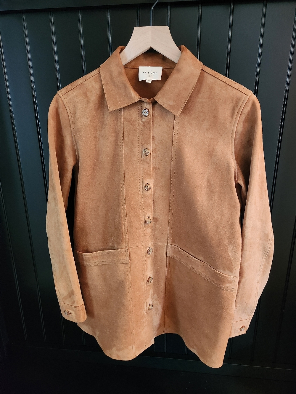 NWT SEZANE Will Jacket Chore Coat in Camel Suede Goat Leather - Sz XS - RARE! - Picture 4 of 10